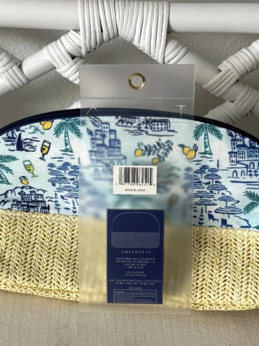 Wandering Moon Coastal Toile Woven Makeup Bag Travel Cosmetic Pouch New - Picture 4 of 8